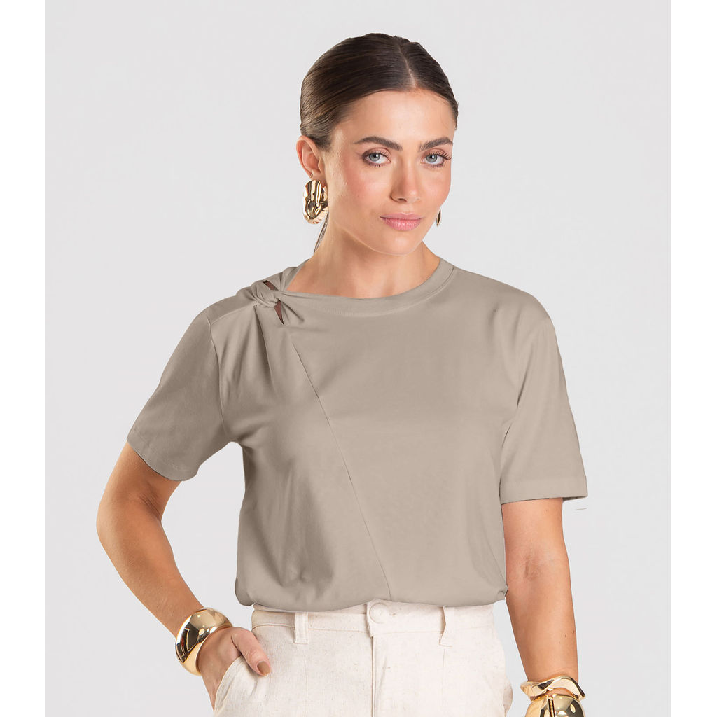 Blusa Feminina Com Detalhe em Nó Dianna Marrom
