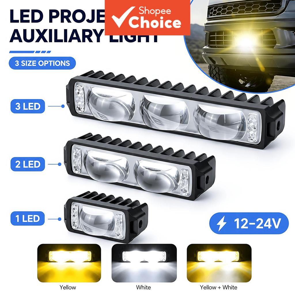 Mini Projetor LED Luz De Neblina 6000k Branco 3000k Amarelo Holofote De Feixe Alto/Baixo Para Carro E Motocicleta