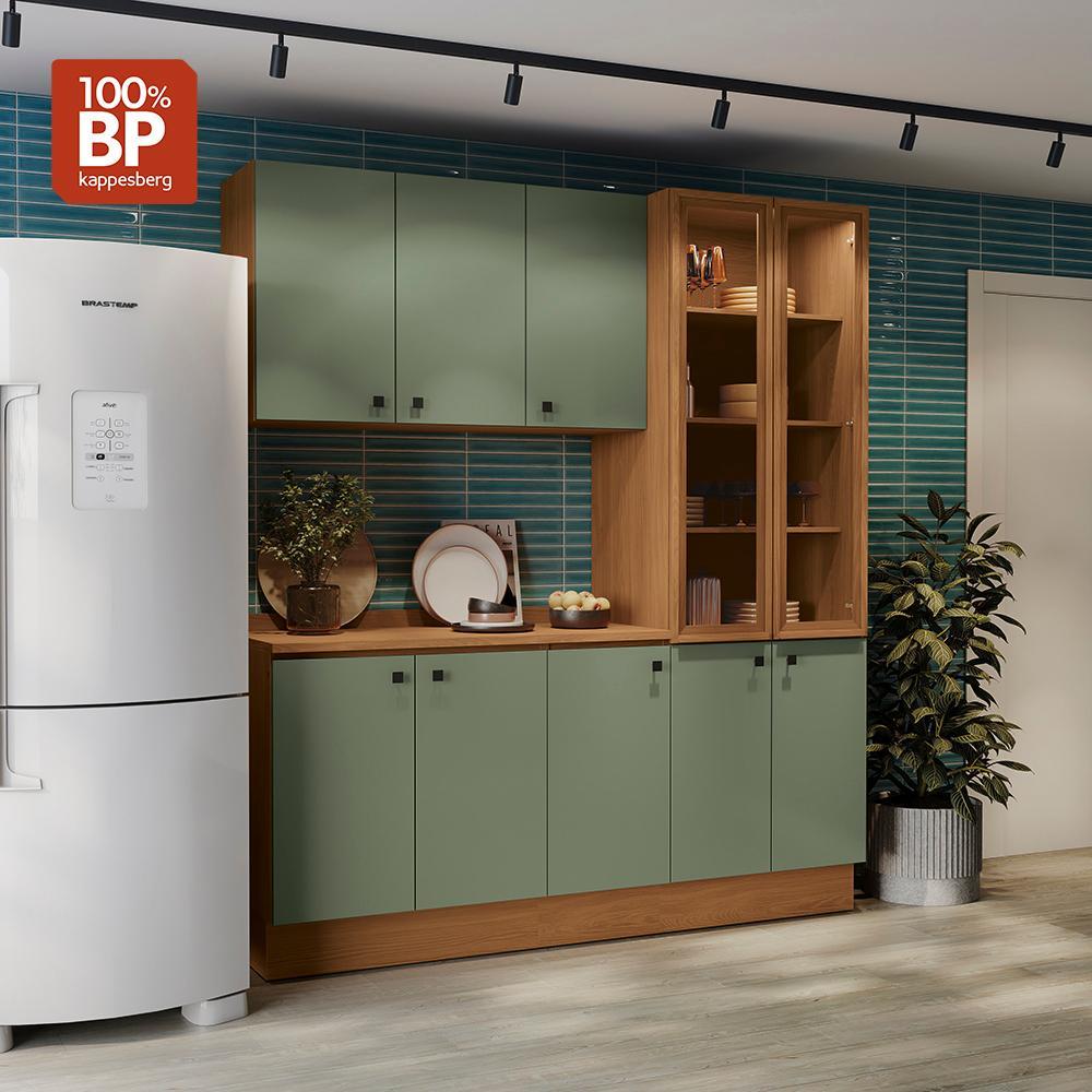 Armário de Cozinha Compacta 192cm Tapajós/Verde Frevo Pixel Kappesberg
