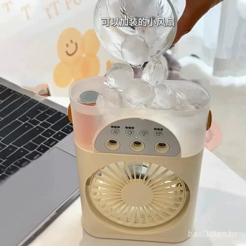 Novo ventilador de refrigeração, um verdadeiro trunfo de resfriamento com gelo e água, mini ar-condicionado de mesa com 