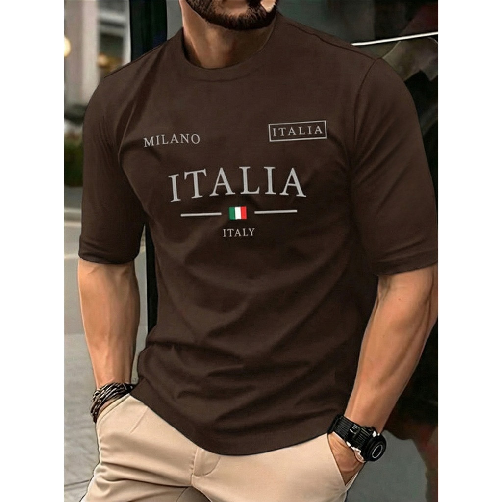 [Camiseta Premium em Algodão Puro]TAC Camiseta Masculina Milano Itália 100% Algodão Fio 30.1 Moda Street Wear