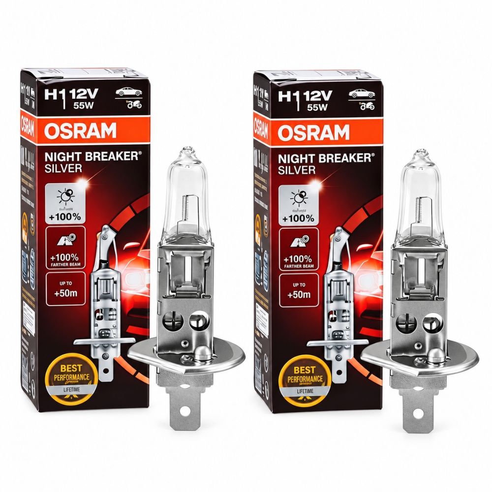 Par Lampada H1 12v Nightbreaker Silver 100% + Luz Osram