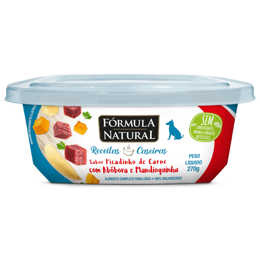 Ração Úmida Fórmula Natural Receitas Caseiras 270g para Cães Adultos Picadinho de Carne com Abóbora e Mandioquinha