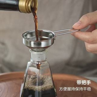 Funil de aço inoxidável 304 reforçado para uso doméstico, filtro de cozinha para despejar e encher óleo, mini funil de d