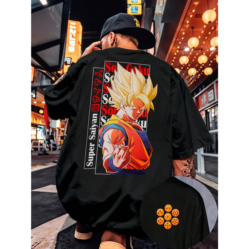 [Camiseta Premium em Algodão Puro]GXG Camiseta Oversized Em Algodão Estampa Dragon Ball Para Treinar Academia