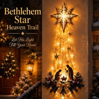 Bethlehem Star LED Decoração suspensa de Natal Campo de nascimento luminoso Enfeites de parede para varanda ao ar livre