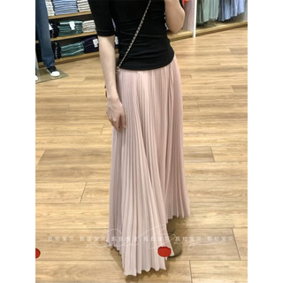 Estilo suave cintura alta temperamento plissado Chiffon saia feminina verão saia longa A linha saia grande plissada saia