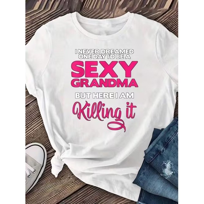 Camiseta Feminina Manga Curta Estampada Divertida Confortável Linda Estilosa Casual Moda Verão Tendência Premium