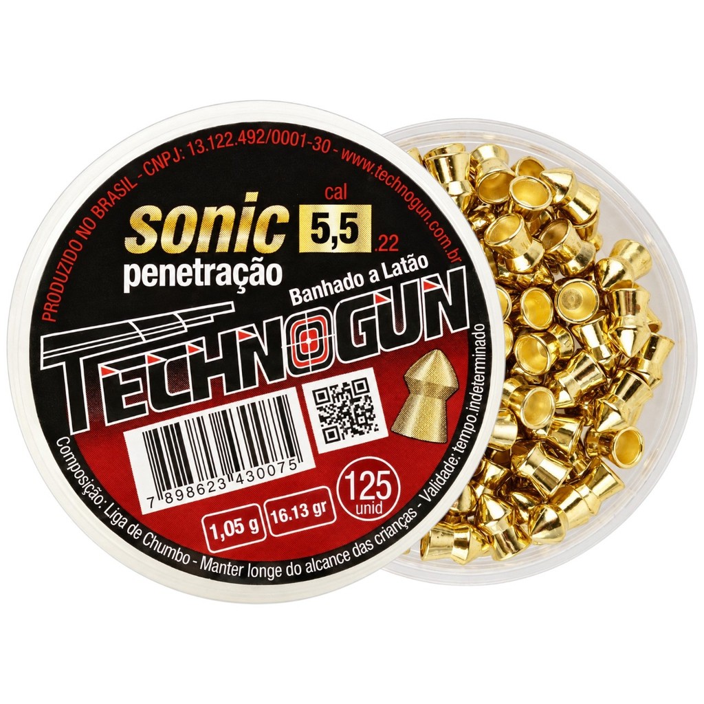 Chumbinho Technogun Sonic Gold Penetração 5.5mm (.22) - 125un · foto 2