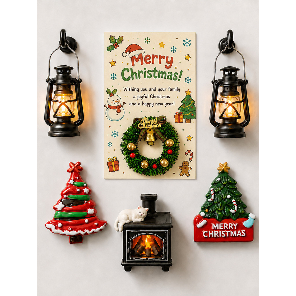 Decorações De Natal Decoração Layout De Cena Atmosfera Árvore Adesivo Magnético Para Geladeira