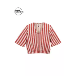 Blusa feminina Flamê Listrada Marialícia Vermelho