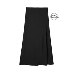 Saia Feminina Midi Com Pregas Marialícia Preto