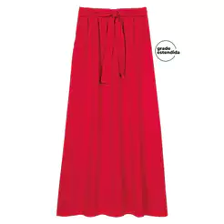 Saia Feminina Longa Com Amarração Marialícia Vermelho