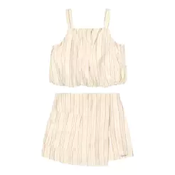 Conjunto Curto Infantil Menina Listrado Colorittá Bege