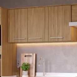 Armário Aéreo de Cozinha 3 Portas Gaia Móveis Bege/Marromle Naturalle