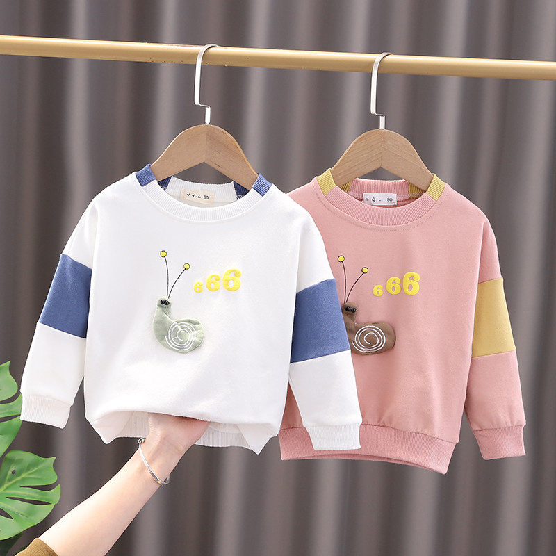Bebê primavera outono manga comprida camiseta crianças estilo fino meninos meninas moletom de algodão puro bebê em torno