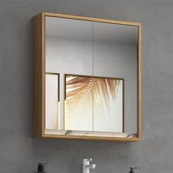 Armário de Banheiro 60cm 02 Portas com Espelho Ref 651 Branco/Itapuã/Thassos Itapuã/Thassos