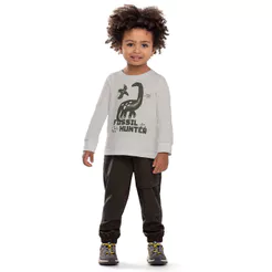 Conjunto Infantil Menino Dino Hunter Elian Cinza
