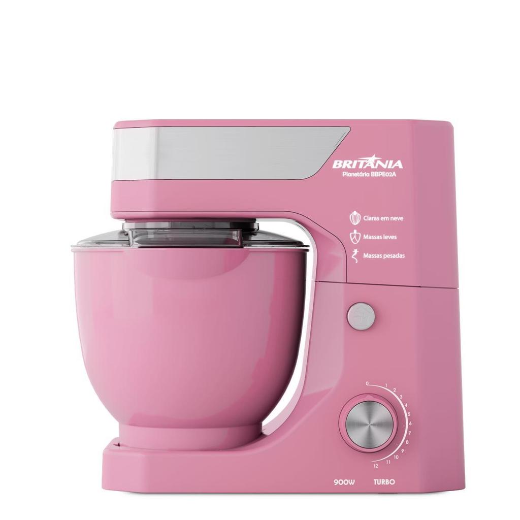 Batedeira Planetária Britânia Rosa 900W Tigela de 5L BBPE02A — oferta na Shopee
