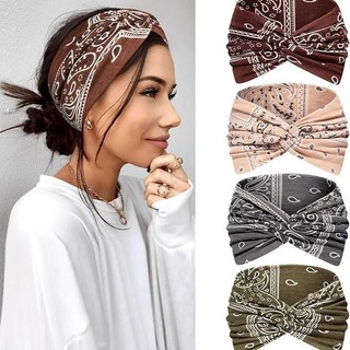 Nova faixa de cabelo para yoga feminina, tiara com estampa de castanha, faixa de cabelo cruzada, acessório de cabelo, fa