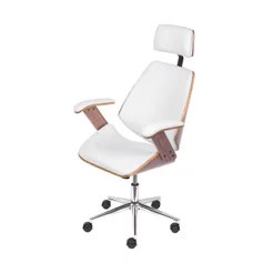 Cadeira Escritorio Presidente Corino e Madeira Bergen 3331 Branco Branco