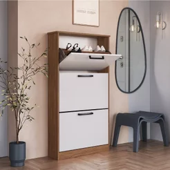 Sapateira para Quarto 18 Pares Melissa Marrom/Freijo/Branco Freijó/Branco