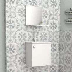 Gabinete para Banheiro em Aço Cacau Branco Branco/Carvalho Mel