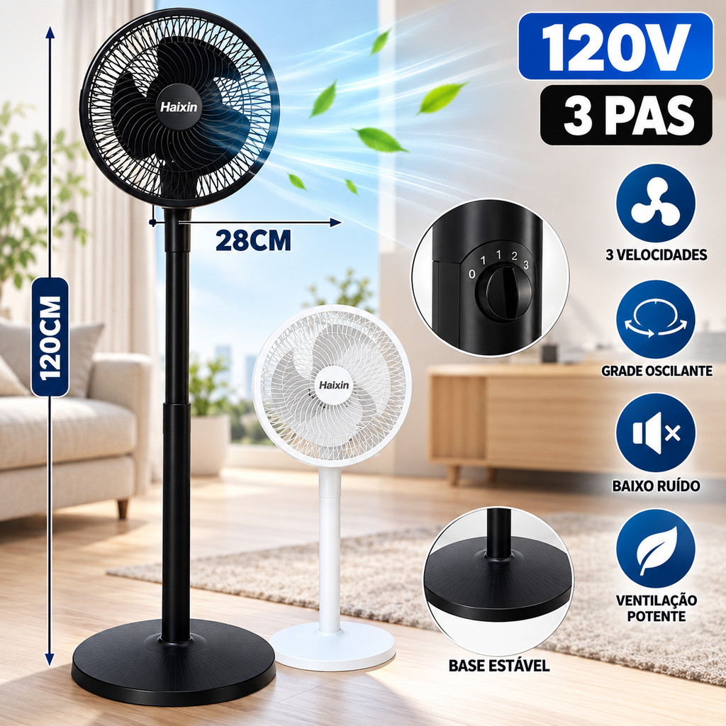 Ventilador de Coluna 40cm com Altura Ajustável até 120cm 110V