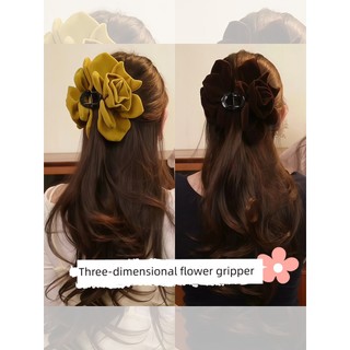 Golden Wind Velvet Rose Crane Crane Retro Tridimensional Flor Grande Tubarão Prancha na parte de trás da cabeça