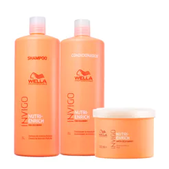 Kit Wella Shampoo 1L + Condicionador 1L + Máscara 500ml Invigo Nutri Enrich