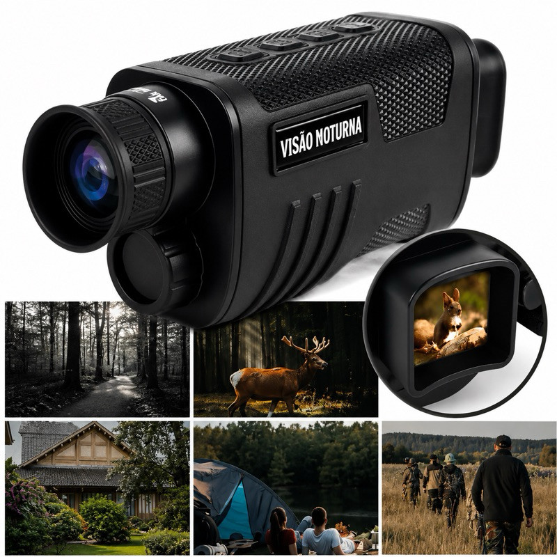 Monóculo Visão Noturna Infravermelho Filmadora 1080P Zoom 8x SD 32GB Alcance 300m LE2079