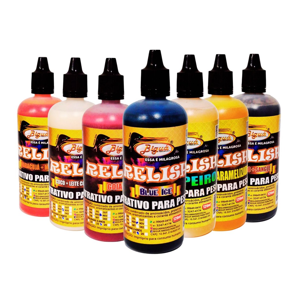 Atrativo para iscas de Pesca Biguá Relish 120ml, carpa tilápia