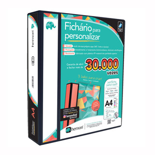 Fichário revestido com cristal A4 Preto 60mm 0248-6 com 4 argolas Hemon em Oferta na Shopee