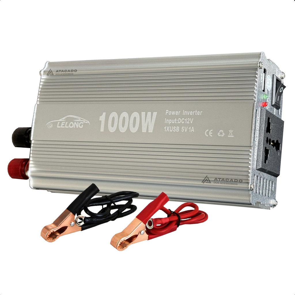 Inversor de energia 12v Para 220v ou 110V potencia 1000w Conversor de Tensão Transformador Veicular