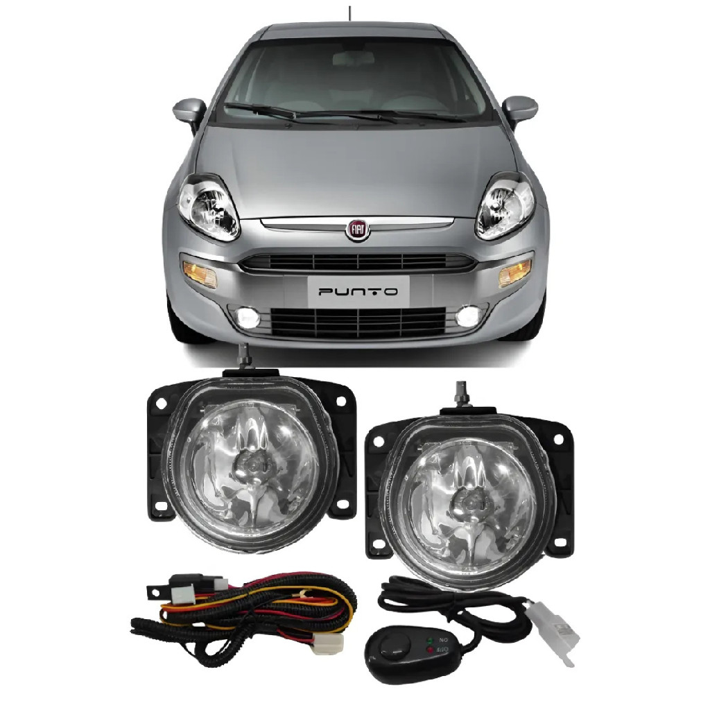 Par Farol Milha Fiat Punto 2012 2013 2014 Botão Universal