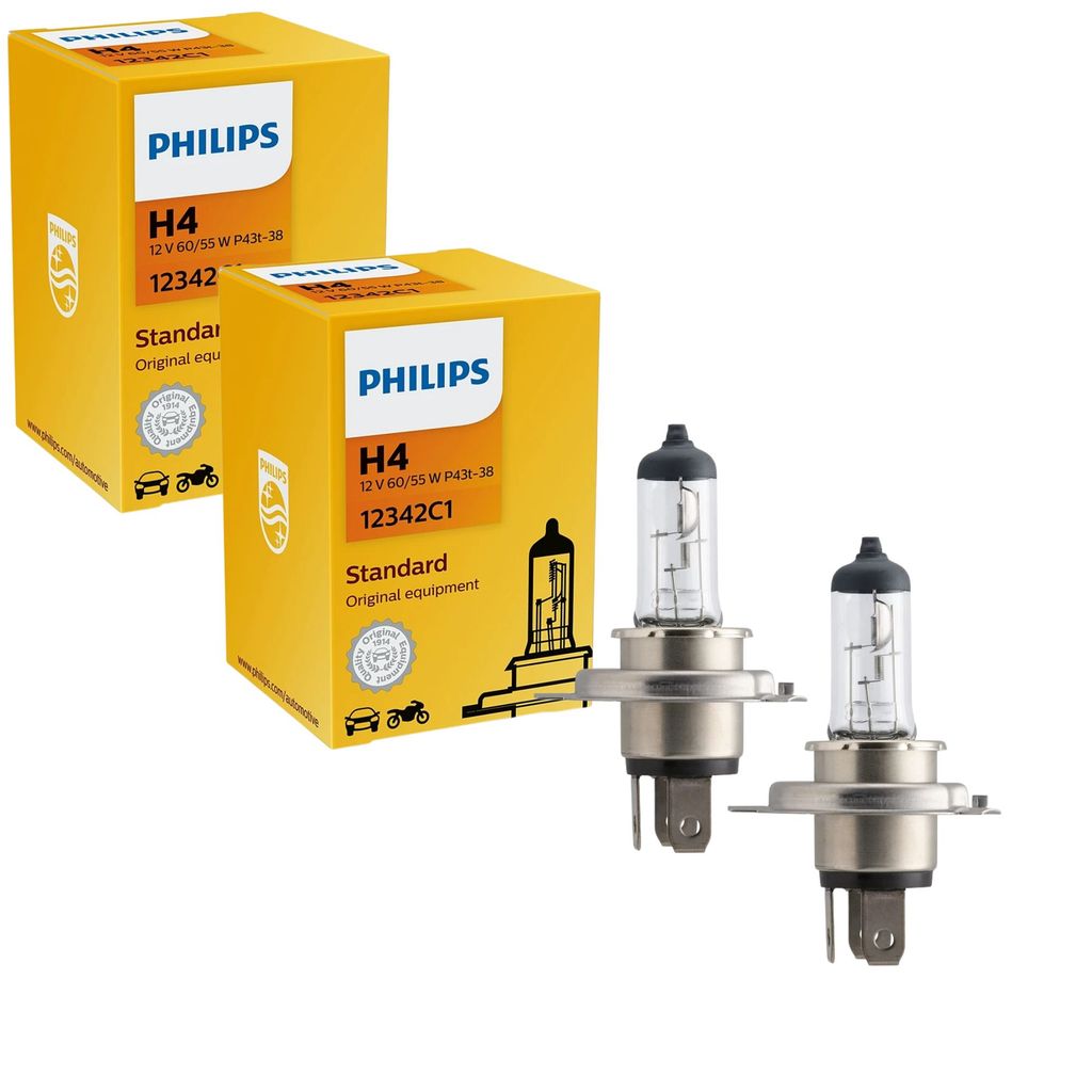 Imagem PAR LÂMPADA HALÓGENA FAROL ALTO E BAIXO H4 ORIGINAL PHILIPS STANDARD 60/55W 12V