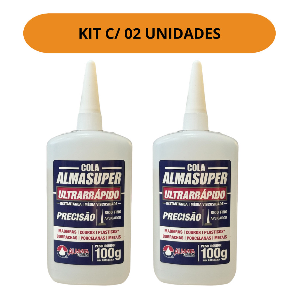 Kit C/ 2 Cola Instantânea Almasuper Precisão 100g Bico Fino
