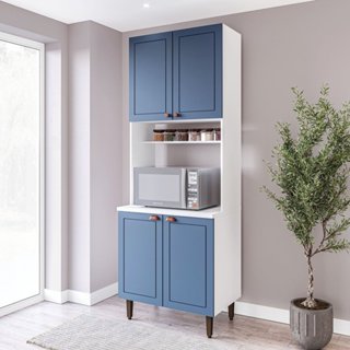 Paneleiro / Torre Quente 4 Portas 2 Nichos para Forno e Utensílios com 80 Cm Pérola Yescasa Branco/Azul em Oferta na Shopee