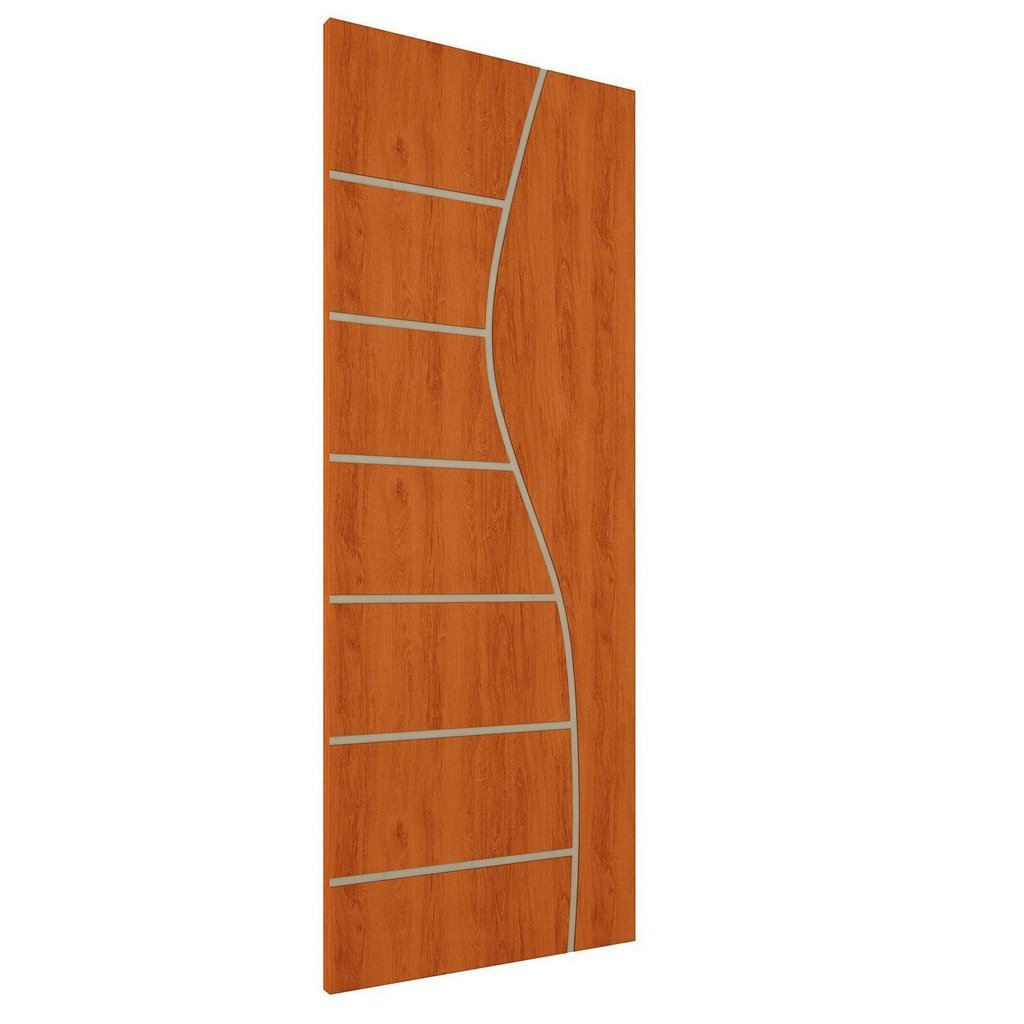 Folha de Porta de Madeira Frisada 210x90 Espessura 3,5cm Valuchi Mogno em Oferta na Shopee