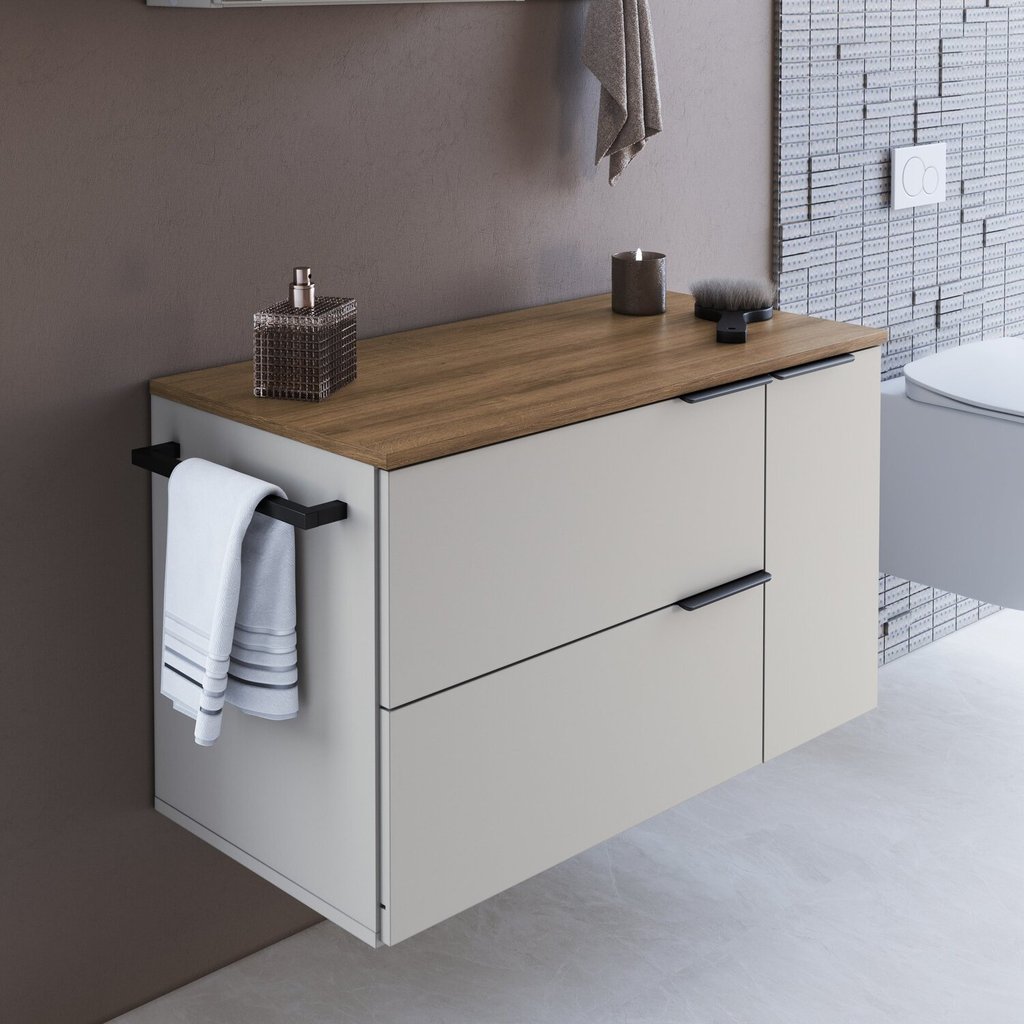 Gabinete de Banheiro Suspenso 80cm com 1 Toalheiro 2 Portas e 1 Gaveta Bh8020 Mel/Arenas em Oferta na Shopee