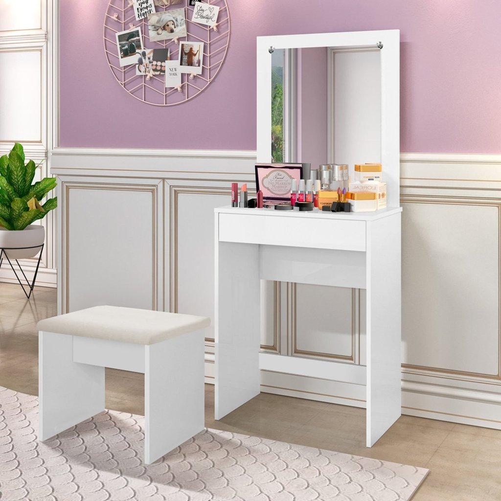Penteadeira 1 Gaveta com Banqueta Sofia em Oferta na Shopee
