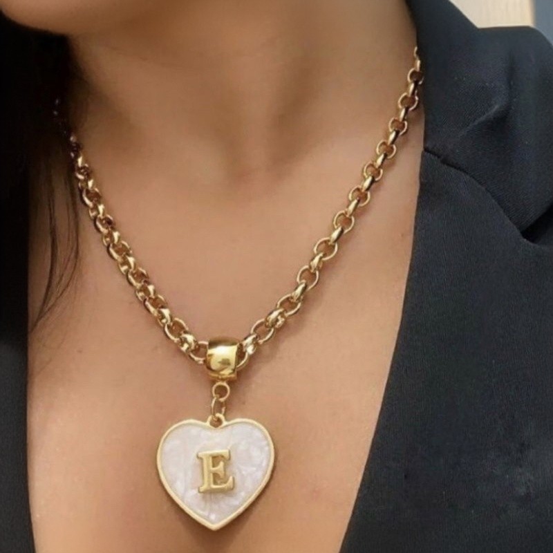 TB Brinquedos Moda Colar Feminino Ouro 18k com Letra A-Z - Pingente Inicial para Presente de Dia dos