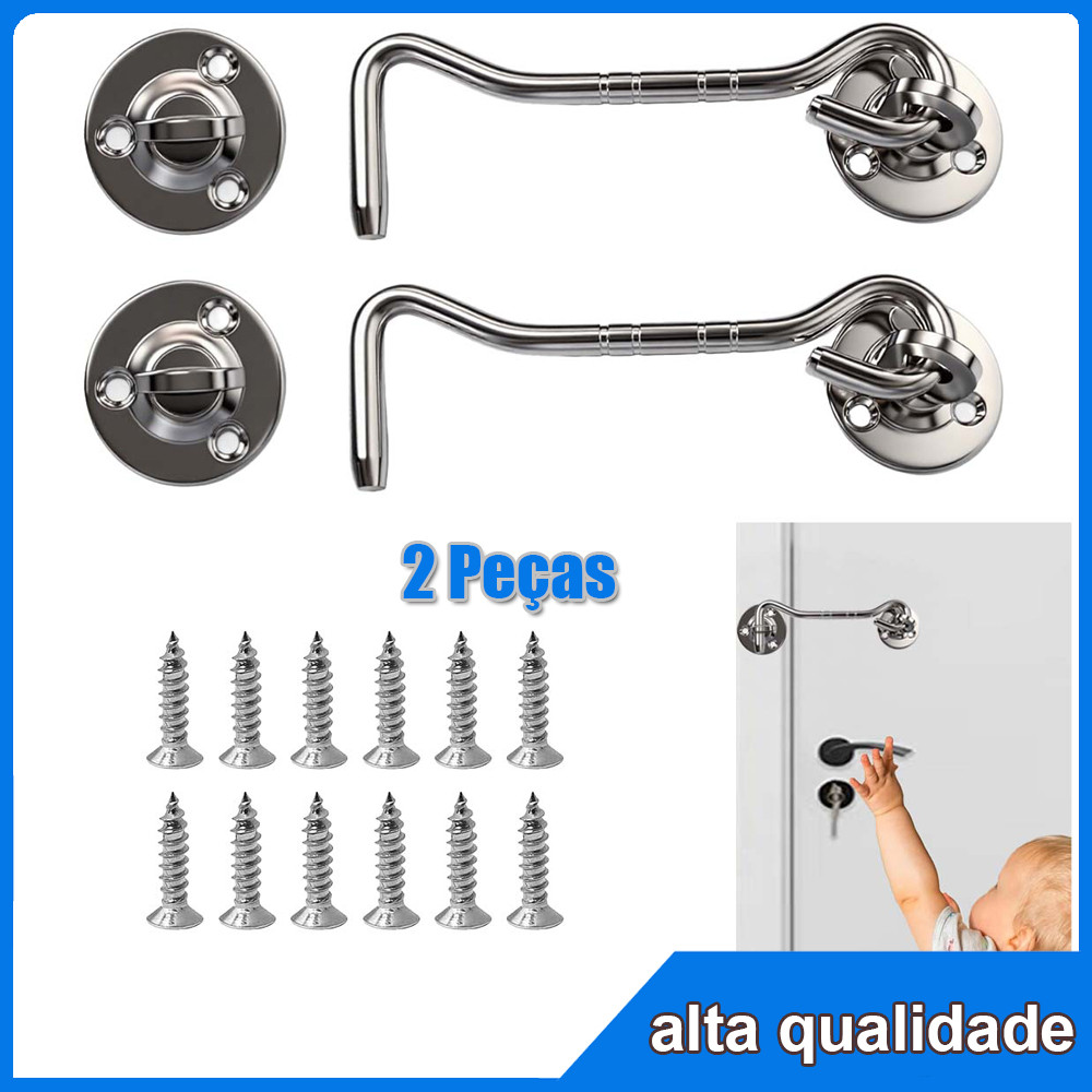 Aldrava Ferrolho Trinco Trava Porta Janela Multiuso 10.2x3.2cm  2 unidades