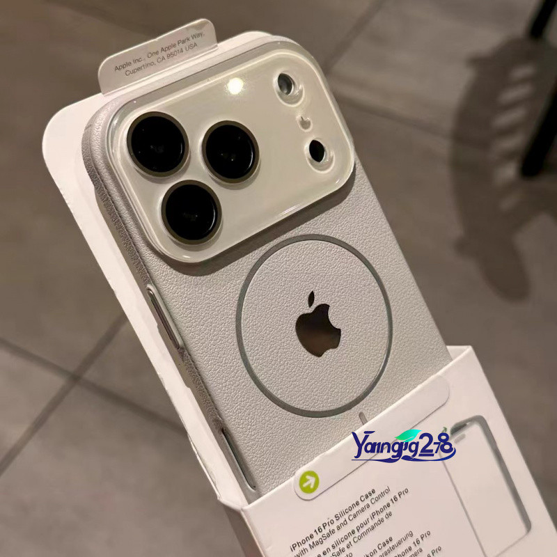 Luxo Magnético Lichia-Grão Duro À Prova De Choque Caso Para iPhone 17 Pro Max 16 15 14 13 Proteção Da Câmera - detalhe