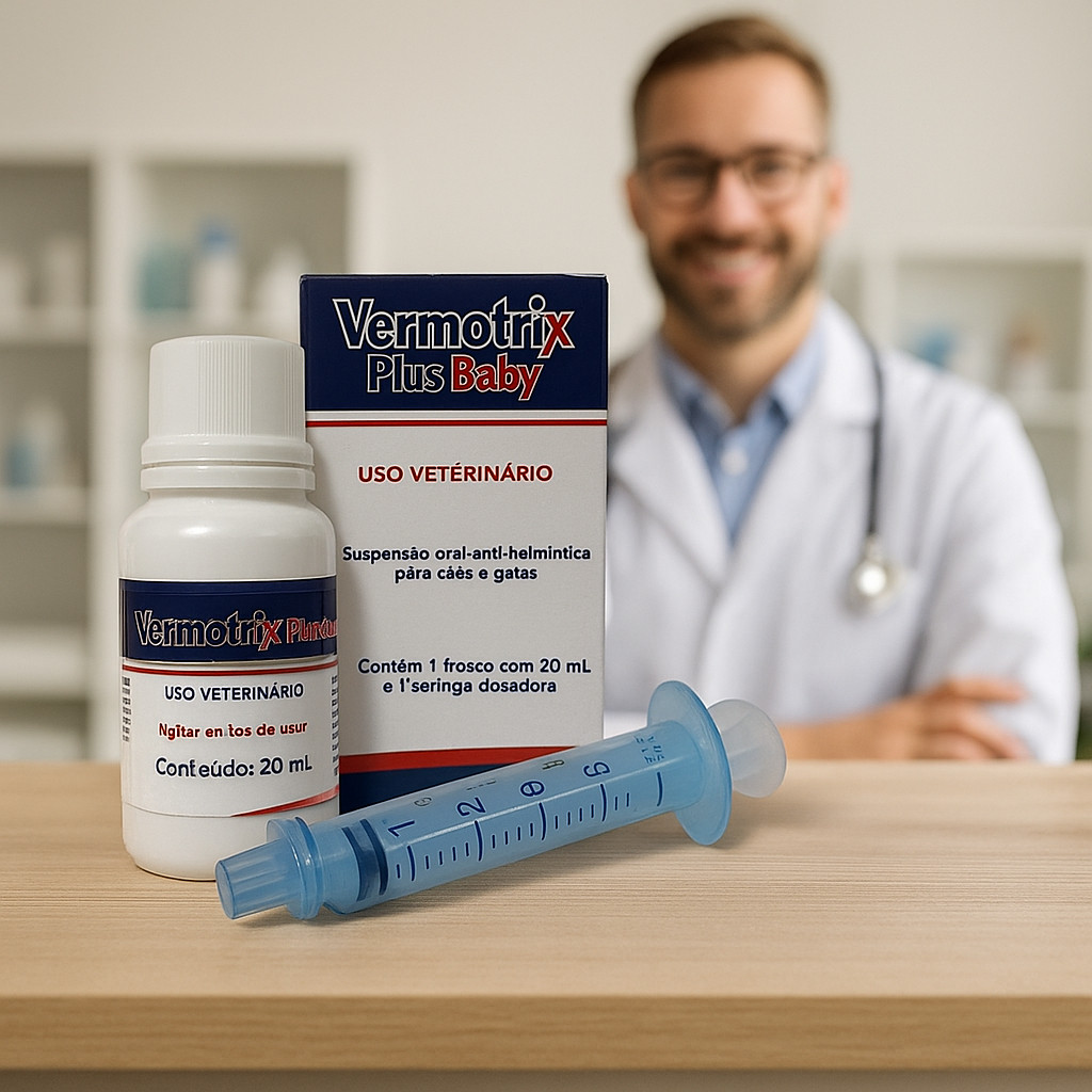 Vermotrix Plus Baby – Vermífugo Líquido 20mL Ideal para Cães e Gatos Filhotes ou Adultos