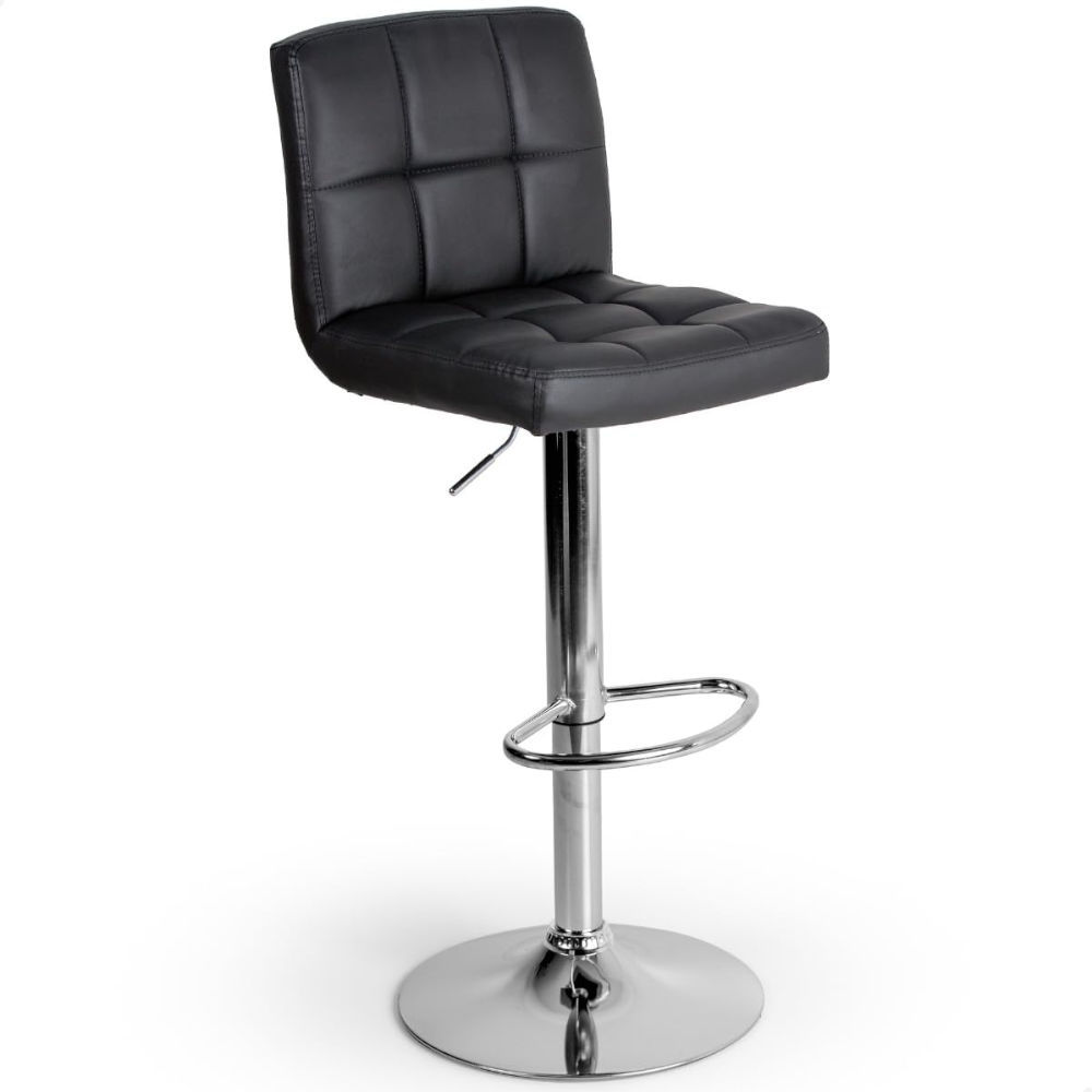 Banqueta Giratória Estofada Gomos Confort P030 Prime Office, Preta/Cromo, Regulagem Altura 61-82cm, Suporte 120kg