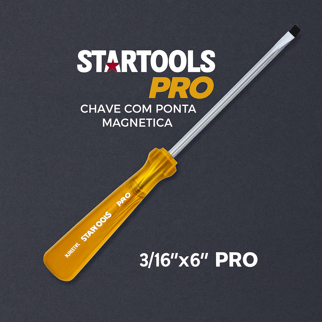 Ferramenta Chave Fenda Com Ponta Magnética Pro 3/16 x 6´ Aço Cromo Startools