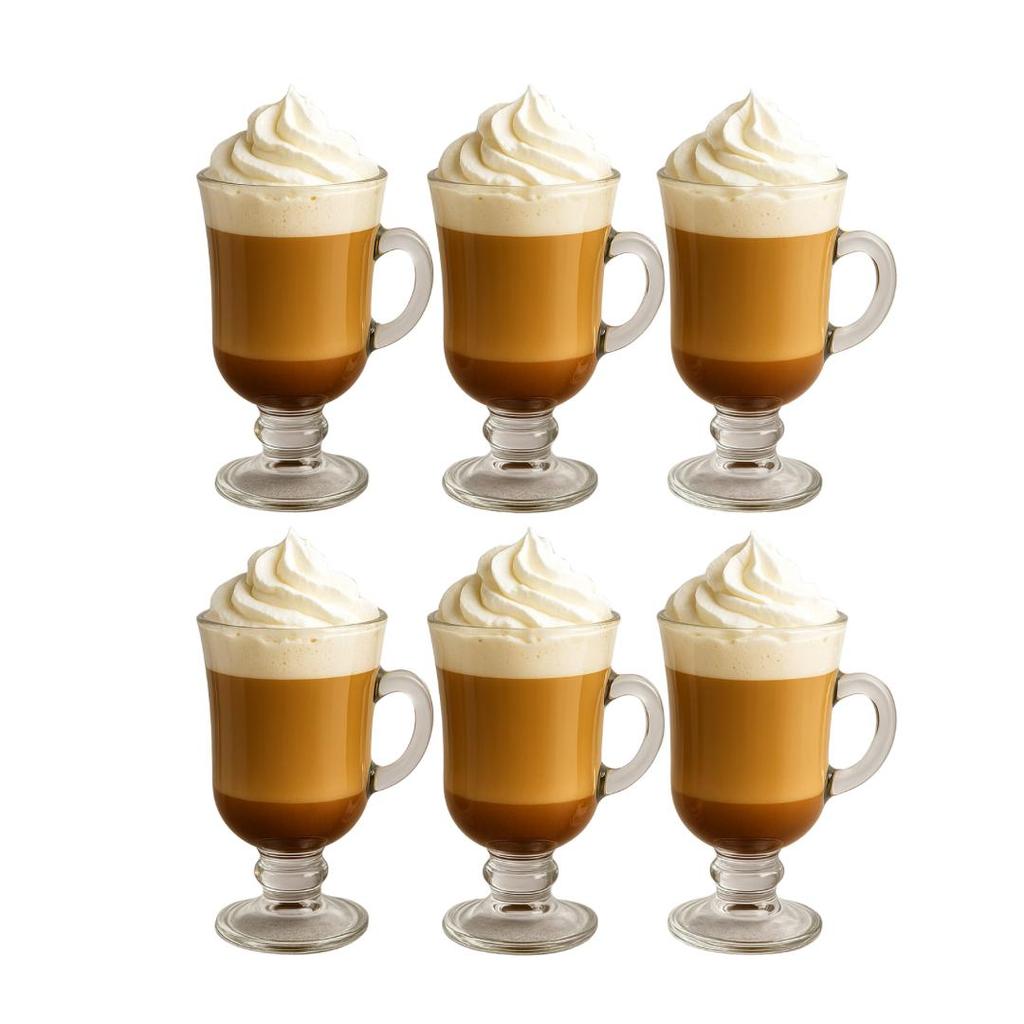 Jogo 6 Peças Canecas 120ml Capuccino Café Vidro Irish Coffee Luxo em Oferta na Shopee