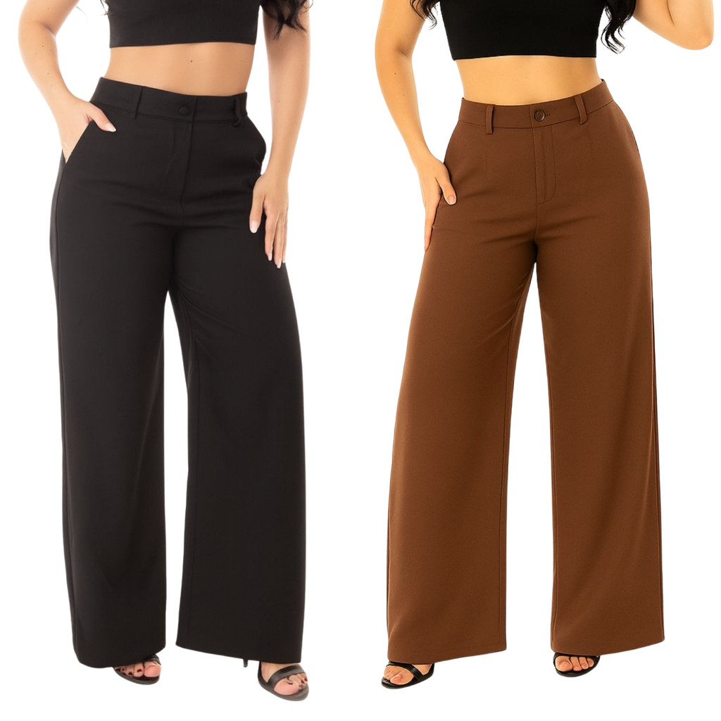 Kit 2 Calça Alfaiataria PREMIUM Cintura Alta Com Bolso PROMOÇÃO