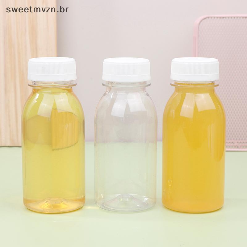 sweetmvzn 6 Pçs 200ML Transparente Crianças Garrafa De Água Plástico Suco PET Bebida De Leite Com Tampa Portátil Garrafa